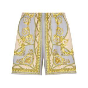 VERSACE Barocco Print Silk Shorts Men GOLDEN Pants